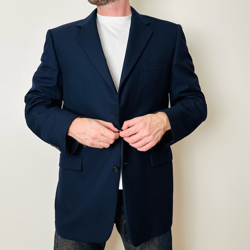 Burberry London navy blue 100% wool blazer jacket